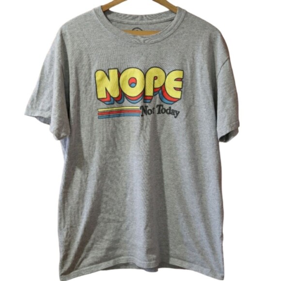 DOM Nope Not Today Retro Font Gray Tshirt LG - Picture 1 of 7